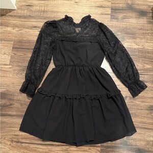 Aqua Black Lace Casual Kids Dress
